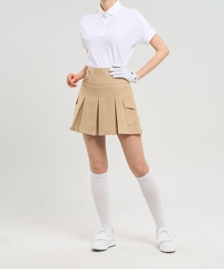 ハイウエストサイドポケットプリーツスカート (2colors)