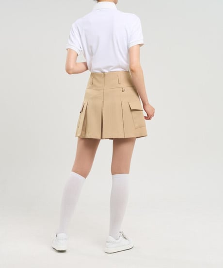 ハイウエストサイドポケットプリーツスカート (2colors)