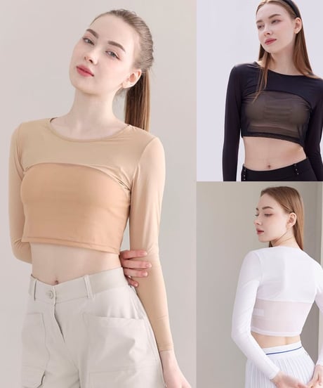 クールメッシュUVカットクロップドインナー(3colors)