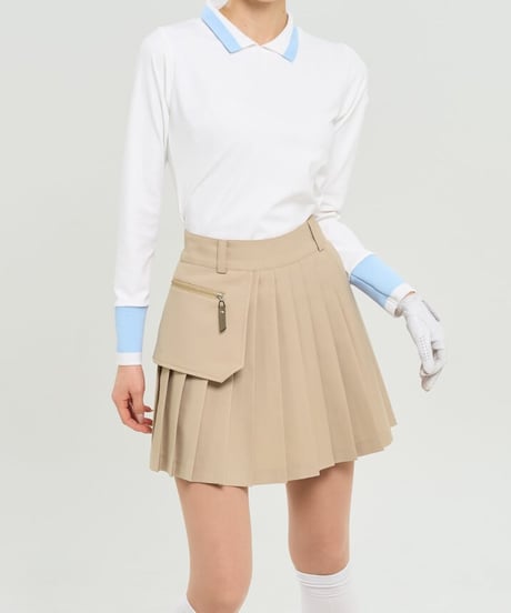 ビッグポケット付きプリーツスカート 2colors