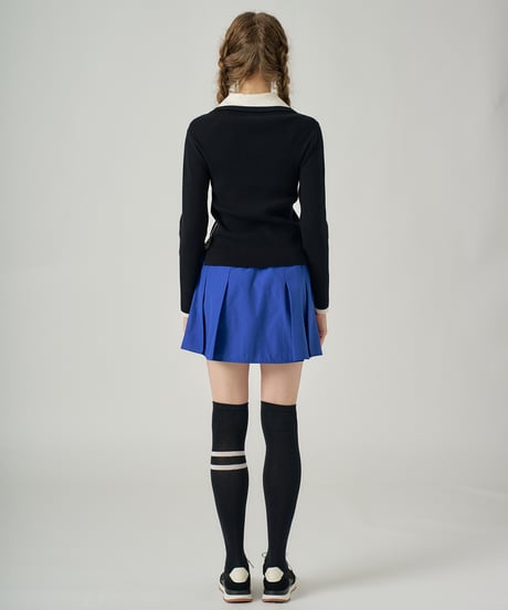スポーティーカラーブロックプリーツスカート (2colors)