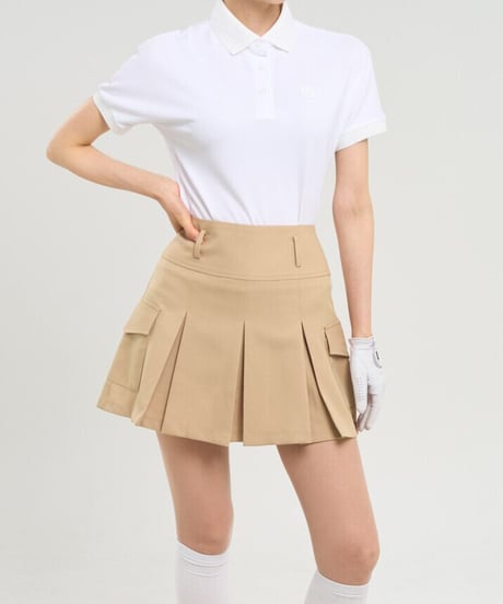 ハイウエストサイドポケットプリーツスカート (2colors)