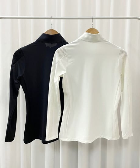 裏起毛モックネックハーフジップアップシャツ (2colors)