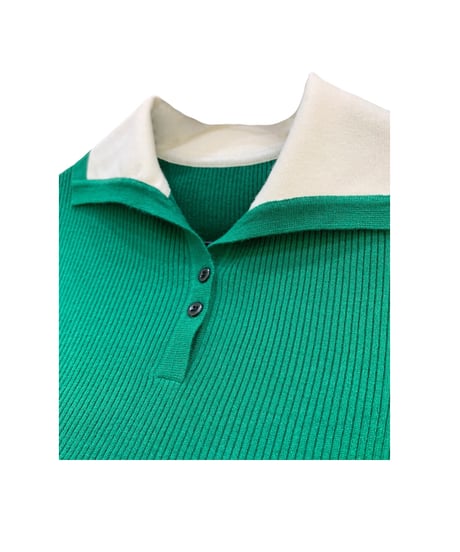 カラーミックスセーラーカラーニットトップス (2colors)