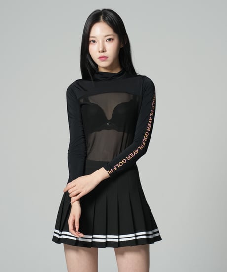 アイスシースルーUVカットレターリングモックネックインナー (2colors)