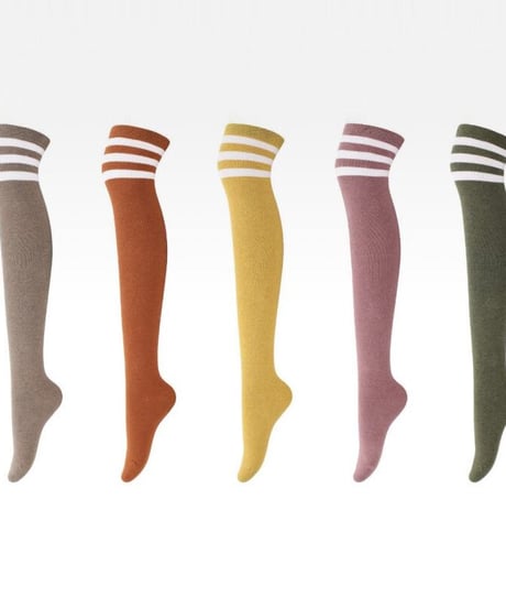 トリプルラインカラーニーハイソックス (5colors)