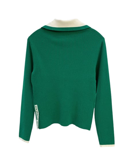 カラーミックスセーラーカラーニットトップス (2colors)