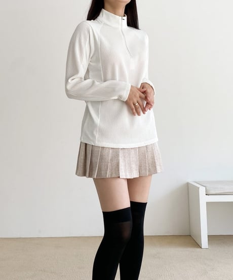 裏起毛モックネックハーフジップアップシャツ (2colors)