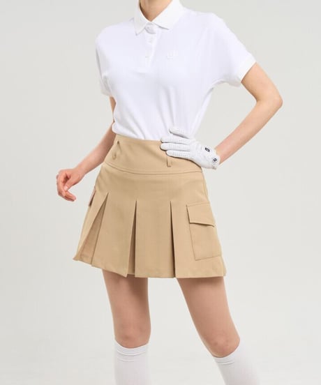 ハイウエストサイドポケットプリーツスカート (2colors)