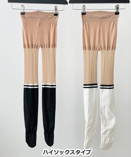 15+70デニールUVカットダブルラインツートーンタイツ (滑り止め付/ニーハイ/ハイソックス/2colors)