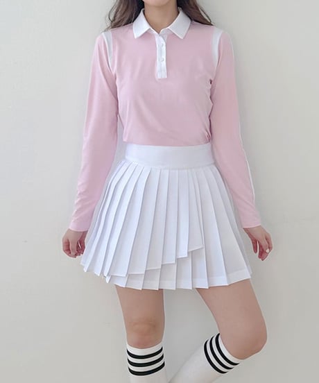 ラップ風デザインプリーツスカート (4colors)