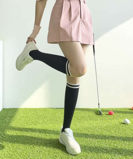 15+70デニールUVカットダブルラインツートーンタイツ (滑り止め付/ニーハイ/ハイソックス/2colors)
