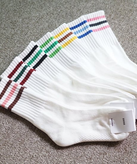 トリプルカラーラインソックス (滑り止め付/9colors)