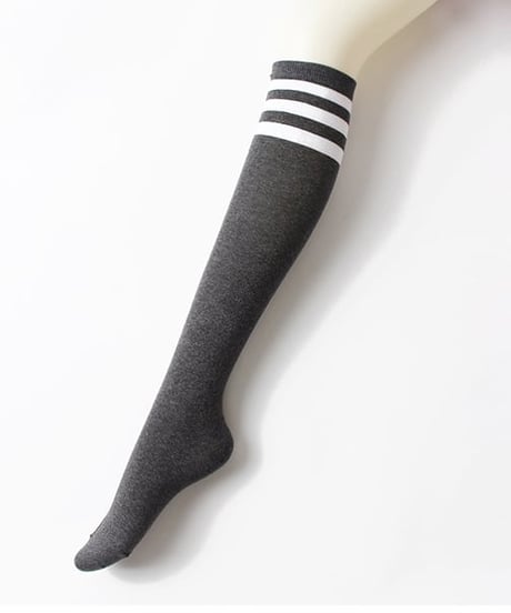 トリプルラインモノトーンソックス (ニーハイ/ハイソックス/3colors)