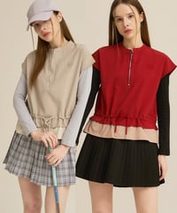 ハーフジップウエスト絞りウインドブレーカー (2colors)