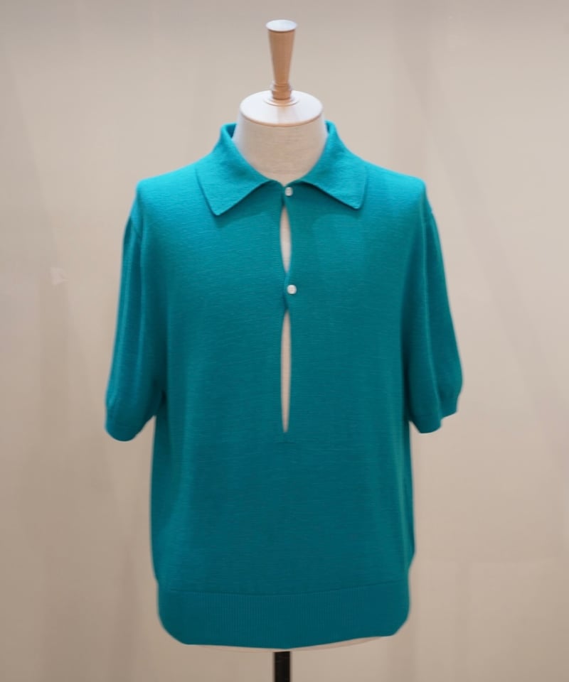 【トオル】cantate ディープスキッパーポロ　サイズ44 cantate/Deep skipperショートスリーブポロ TURQUOISE | CLOT