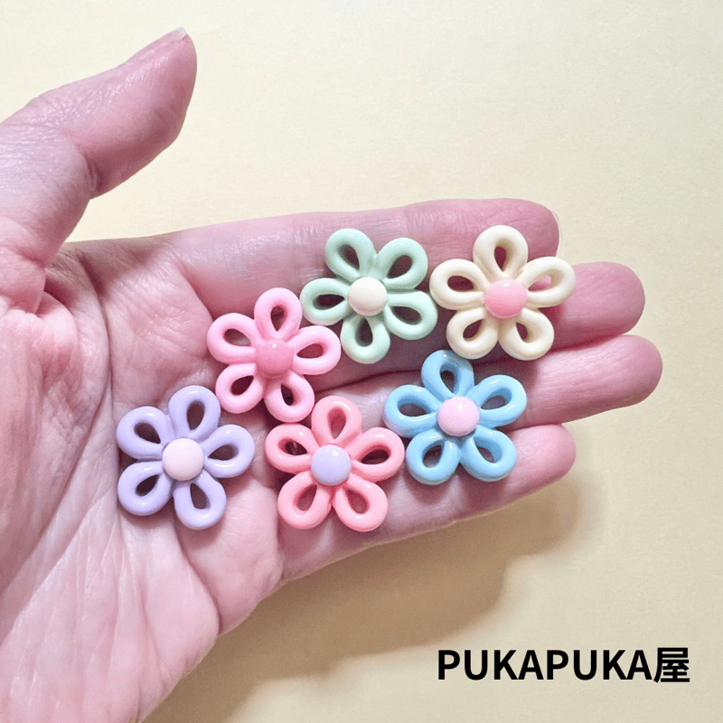 デコパーツ レトロフラワー かわいい ポップ 花 カラフル 植物
