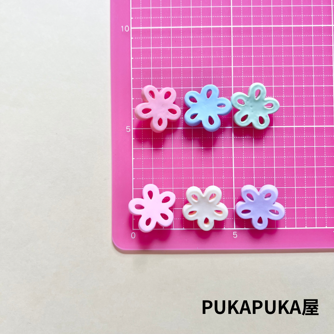 デコパーツ レトロフラワー かわいい ポップ 花 カラフル 植物