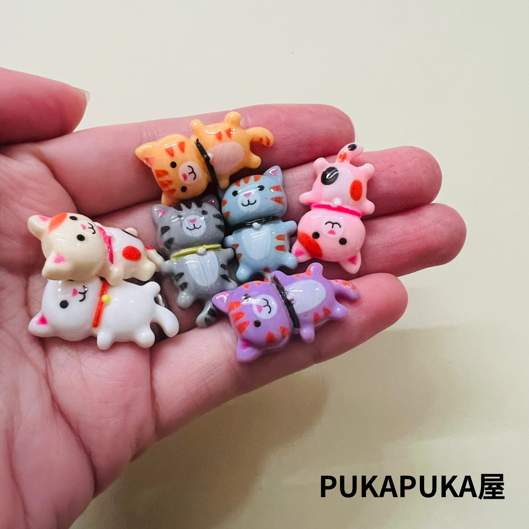 デコパーツ ごろりんネコ アニマル 猫 ねこ かわいい 三毛猫 黒猫 トラ
