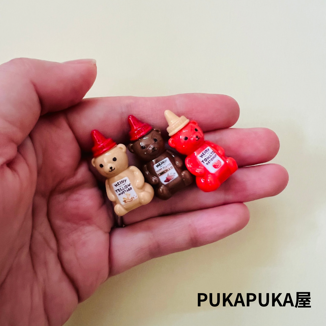 昭和レトロ　レトロポップ　くまさんのルームアクセサリー デコパーツ くまソースボトル チョコレート ケチャップ アニマル 立体