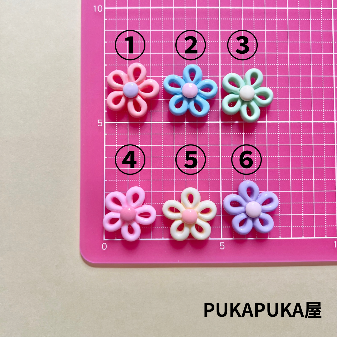 フラワーデコ デコパーツ レトロフラワー かわいい ポップ 花 カラフル 植物