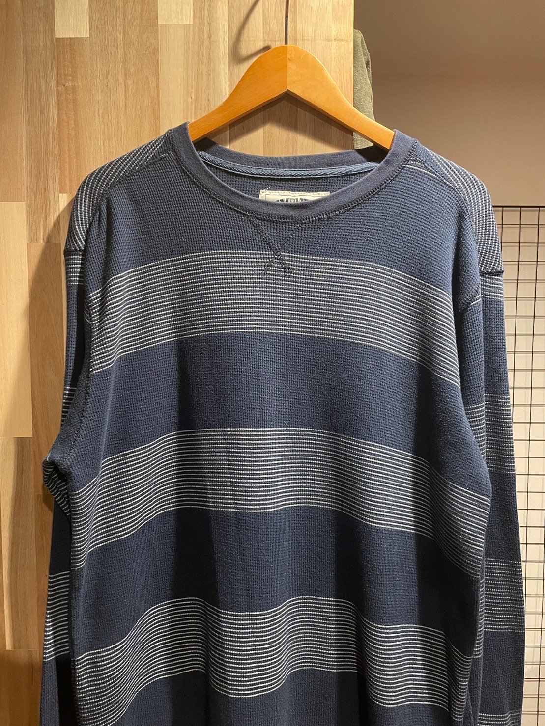 COMPANY81 ワンポイント刺繍ロゴ ボーダー柄 サーマル ロングスリーブT