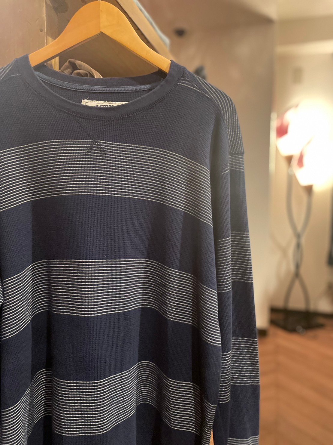 COMPANY81 ワンポイント刺繍ロゴ ボーダー柄 サーマル ロングスリーブT