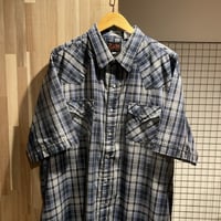 PLAINS プレーンズ　チェック柄　半袖シャツ　ウエスタン　ウエスタンシャツ A936