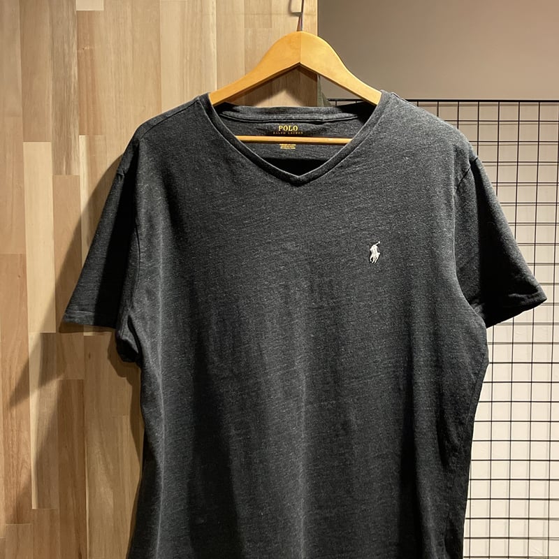 POLO RALPH LAUREN Vネック Tシャツ 半袖Tシャツ 杢ダークグレー 