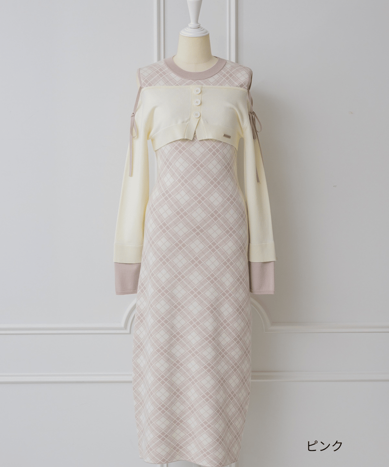 トップス付きチェックニットワンピース | DOLCELICHE（ドルチェリーチェ）