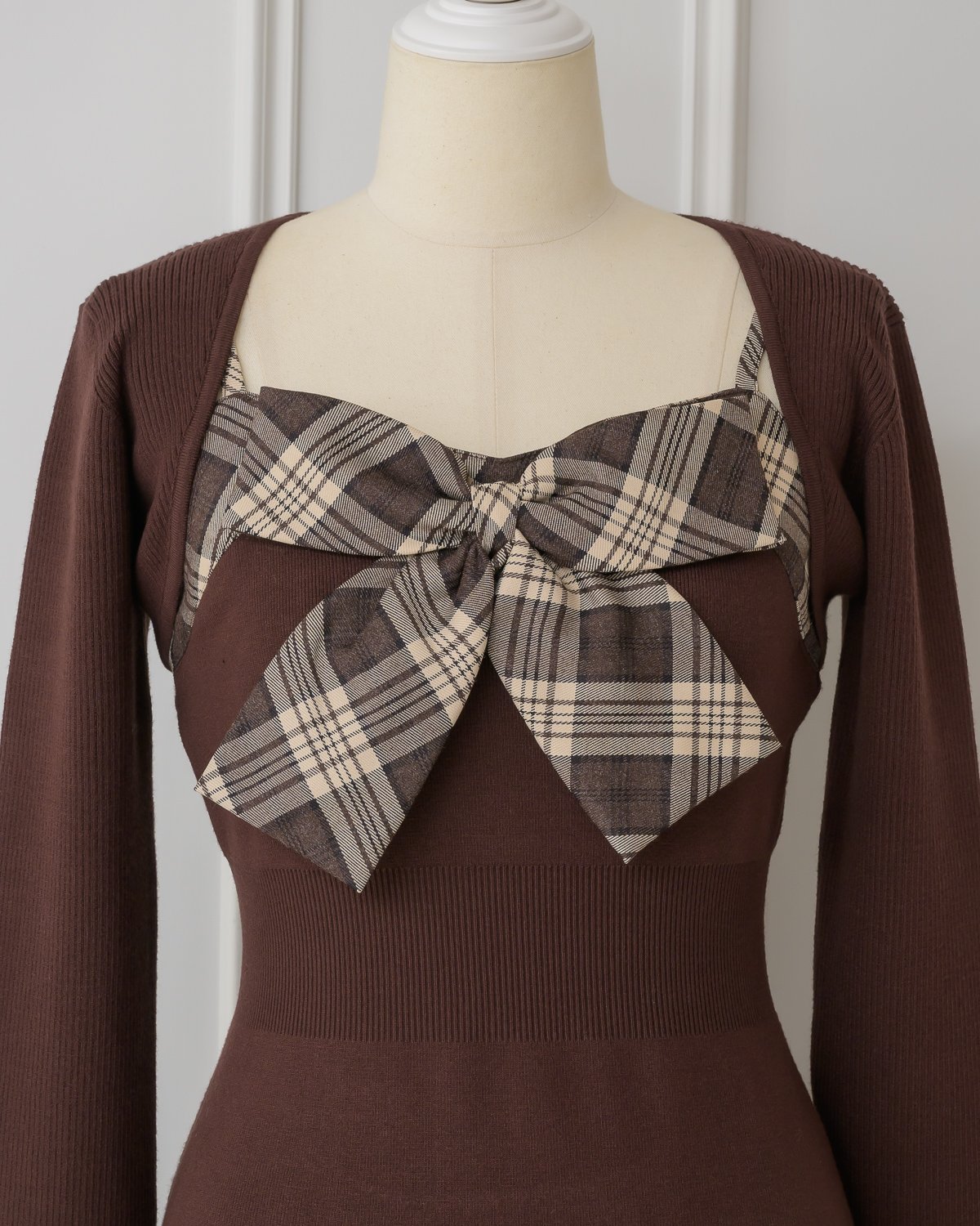 ボレロ付きチェックリボンニットワンピース | DOLCELICHE（ドルチェ