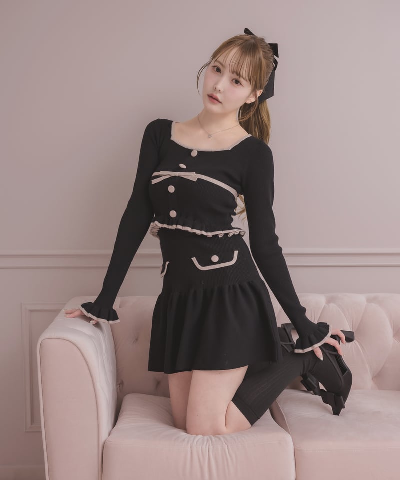 バイカラーリボンミニスカートセットアップ | DOLCELICHE（ドルチェ