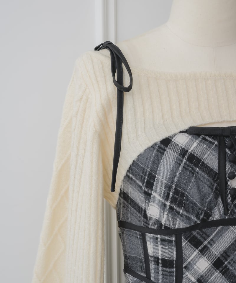 ニットトップス×チェックワンピースセット | DOLCELICHE（ドルチェ