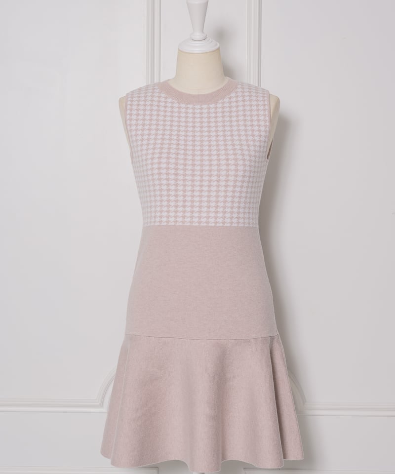 千鳥柄ミニニットワンピカーデセット | DOLCELICHE（ドルチェ