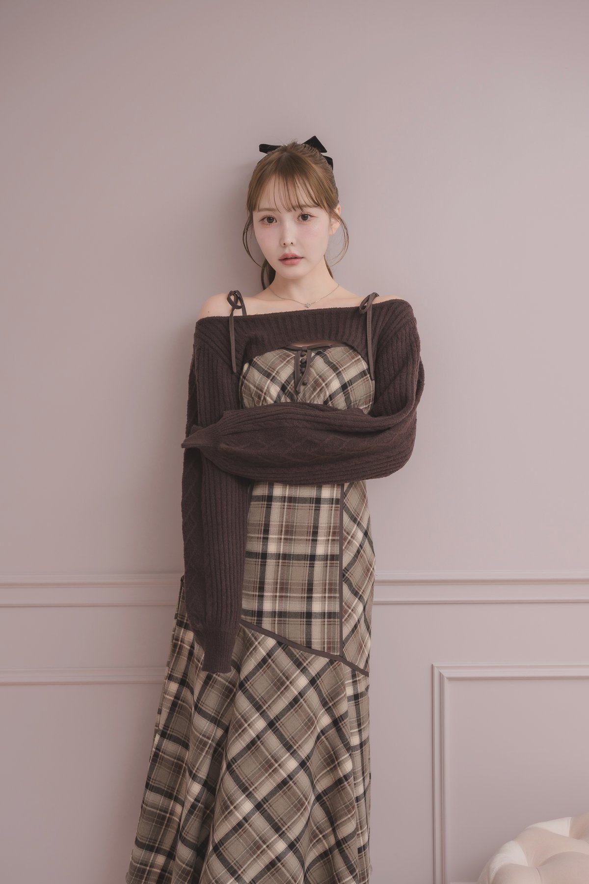 ニットトップス×チェックワンピースセット | DOLCELICHE（ドルチェ