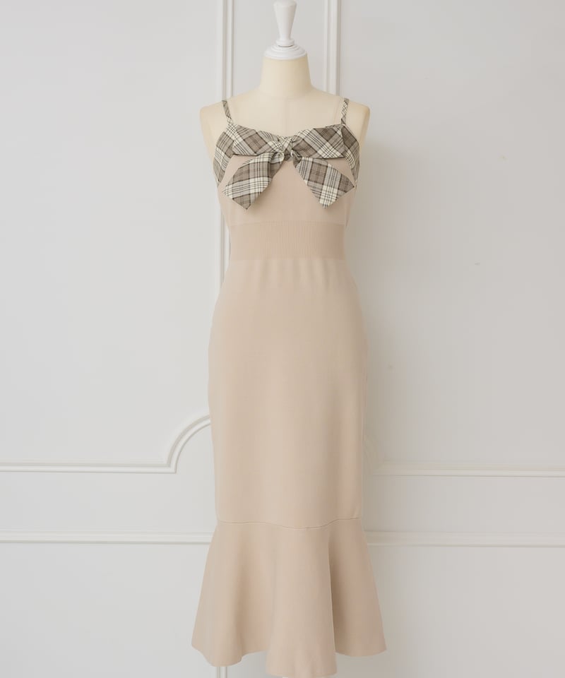 ボレロ付きチェックリボンニットワンピース | DOLCELICHE(ドルチェ ボレロ付きチェックリボンニットワンピース | DOLCELICHE(ドルチェ