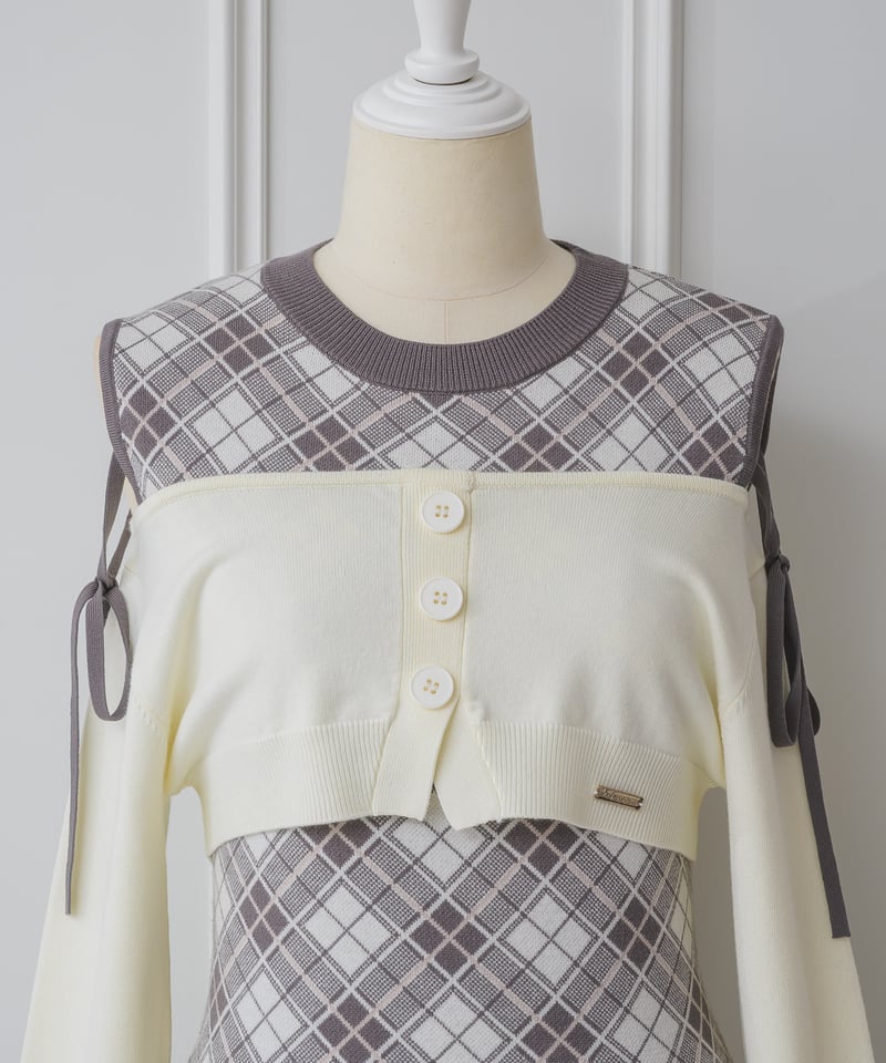 トップス付きチェックニットワンピース | DOLCELICHE（ドルチェリーチェ）