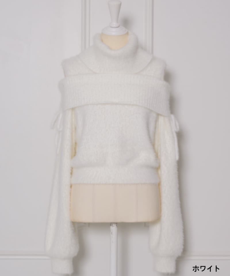 メゾンドルチェ　フィオーレトップス　ホワイト　アイボリー　美品 オフタートルニットトップス | DOLCELICHE（ドルチェリーチェ）