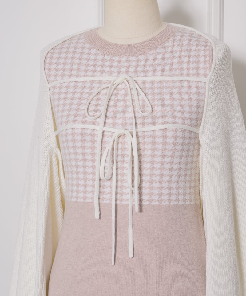 千鳥柄ミニニットワンピカーデセット | DOLCELICHE（ドルチェリーチェ）