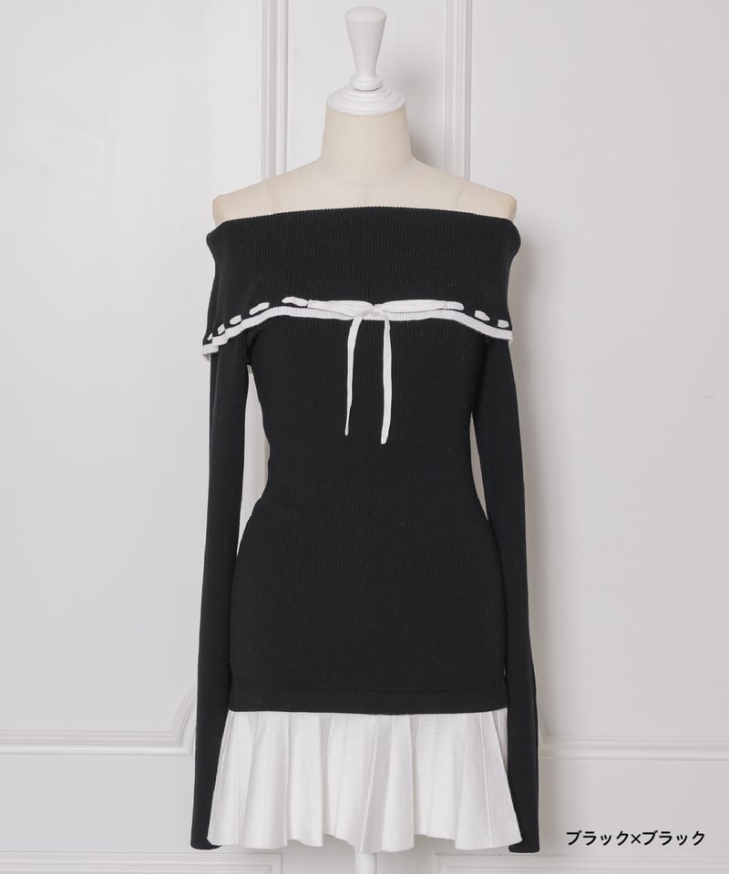 オフショルバイカラーミニニットワンピース | DOLCELICHE