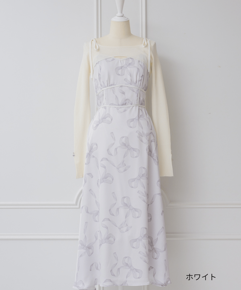 ニットトップス×リボンプリントワンピース | DOLCELICHE（ドルチェ