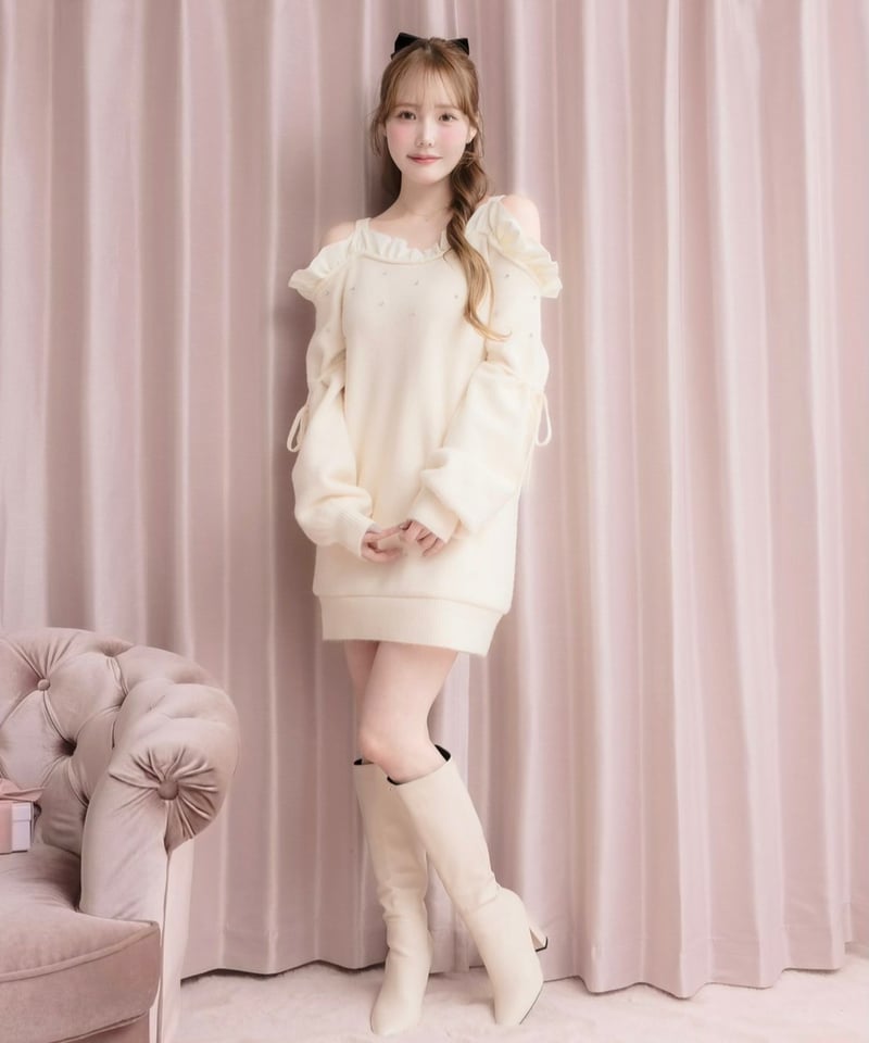 オフショルフリルミニニットワンピース | DOLCELICHE（ドルチェリーチェ）