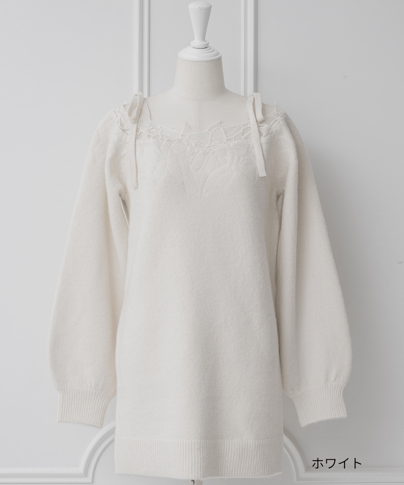 リボン刺繍ミニニットワンピース | DOLCELICHE（ドルチェリーチェ）