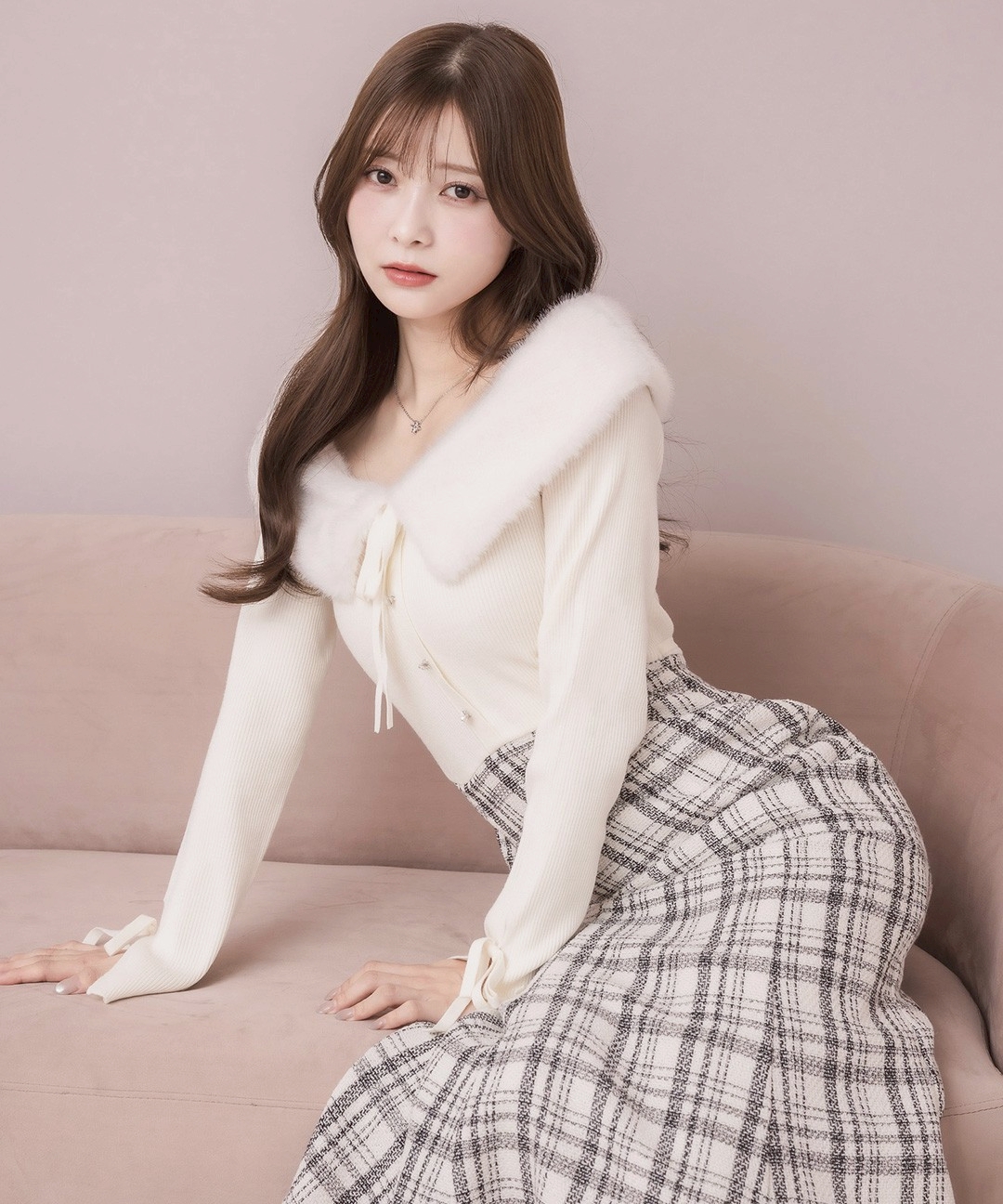 DOLCELICHE FURオフショルドッキングワンピース　ピンク fit=scale-down,w=1200