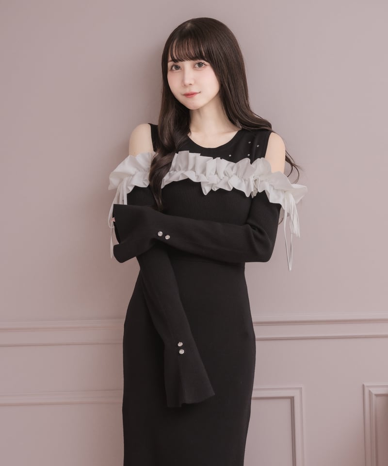 バイカラーフリルニットワンピース | DOLCELICHE（ドルチェリーチェ）