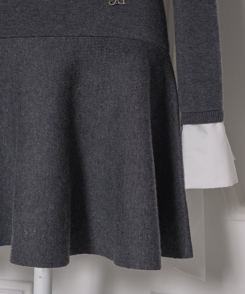 【Diagram】シャツレイヤードニットワンピース チャコール 36 シャツレイヤードミニニットワンピース | DOLCELICHE（ドルチェリーチェ）