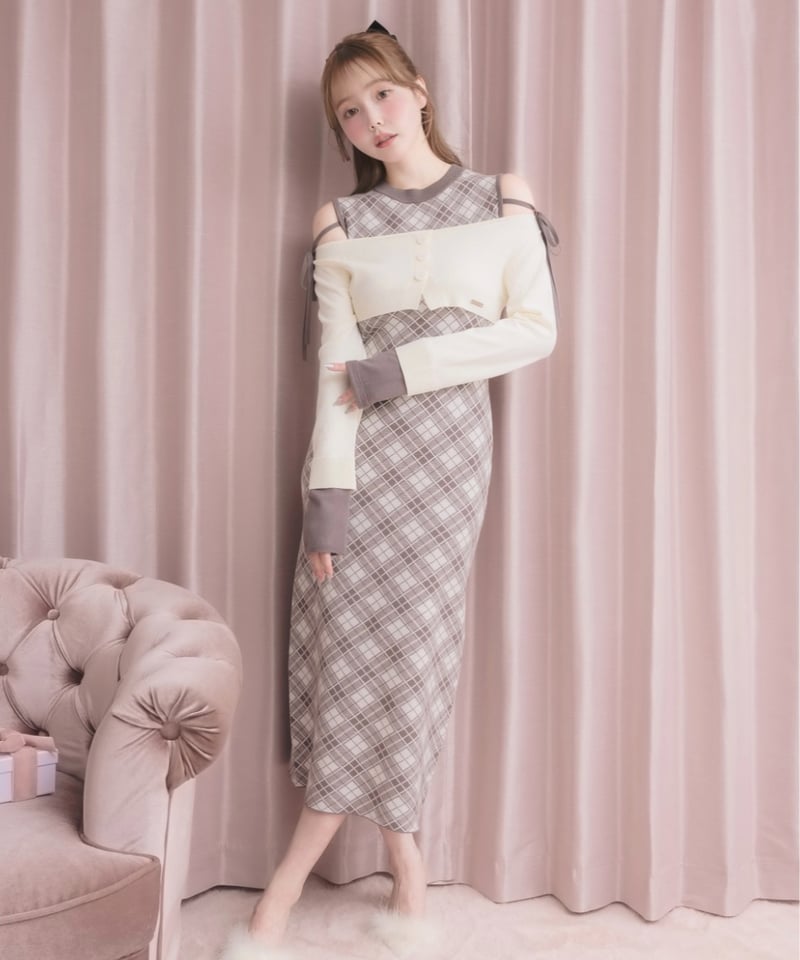 トップス付きチェックニットワンピース | DOLCELICHE（ドルチェリーチェ）