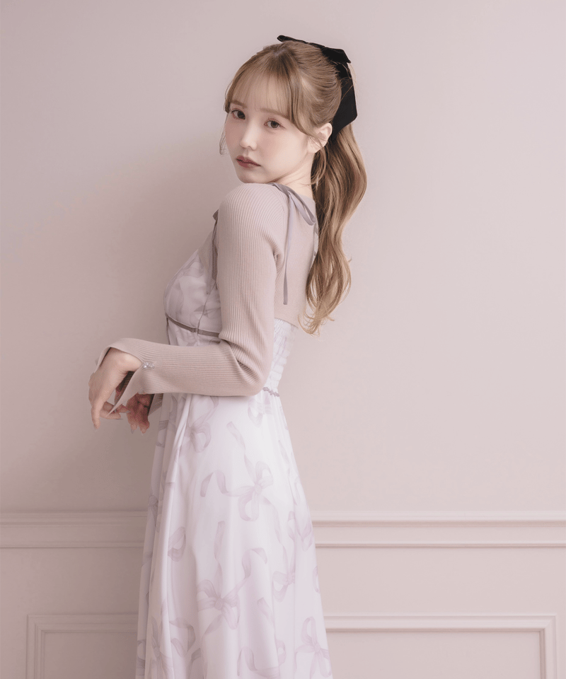 DOLCELICHE ニットトップス×リボンプリントワンピース ニットトップス×リボンプリントワンピース | DOLCELICHE（ドルチェ
