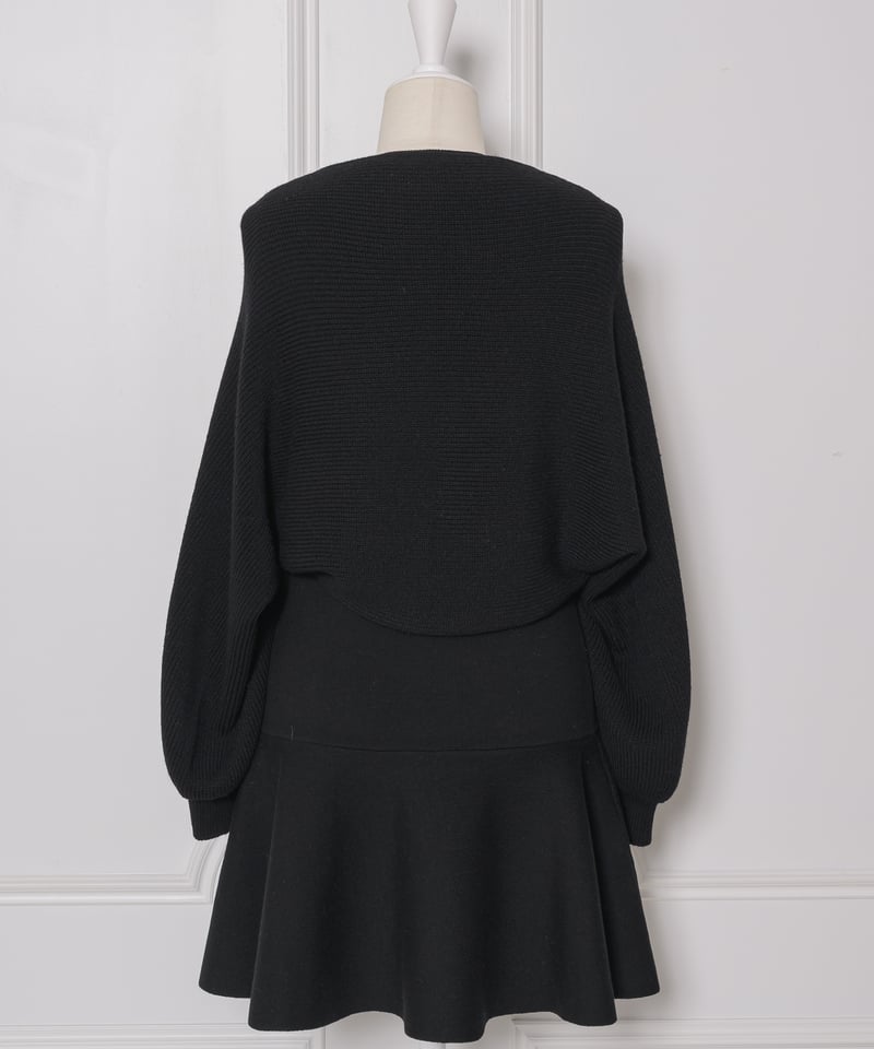 pium 千鳥柄ニットワンピカーデセット ブラック 千鳥柄ニットワンピカーデセット – pium