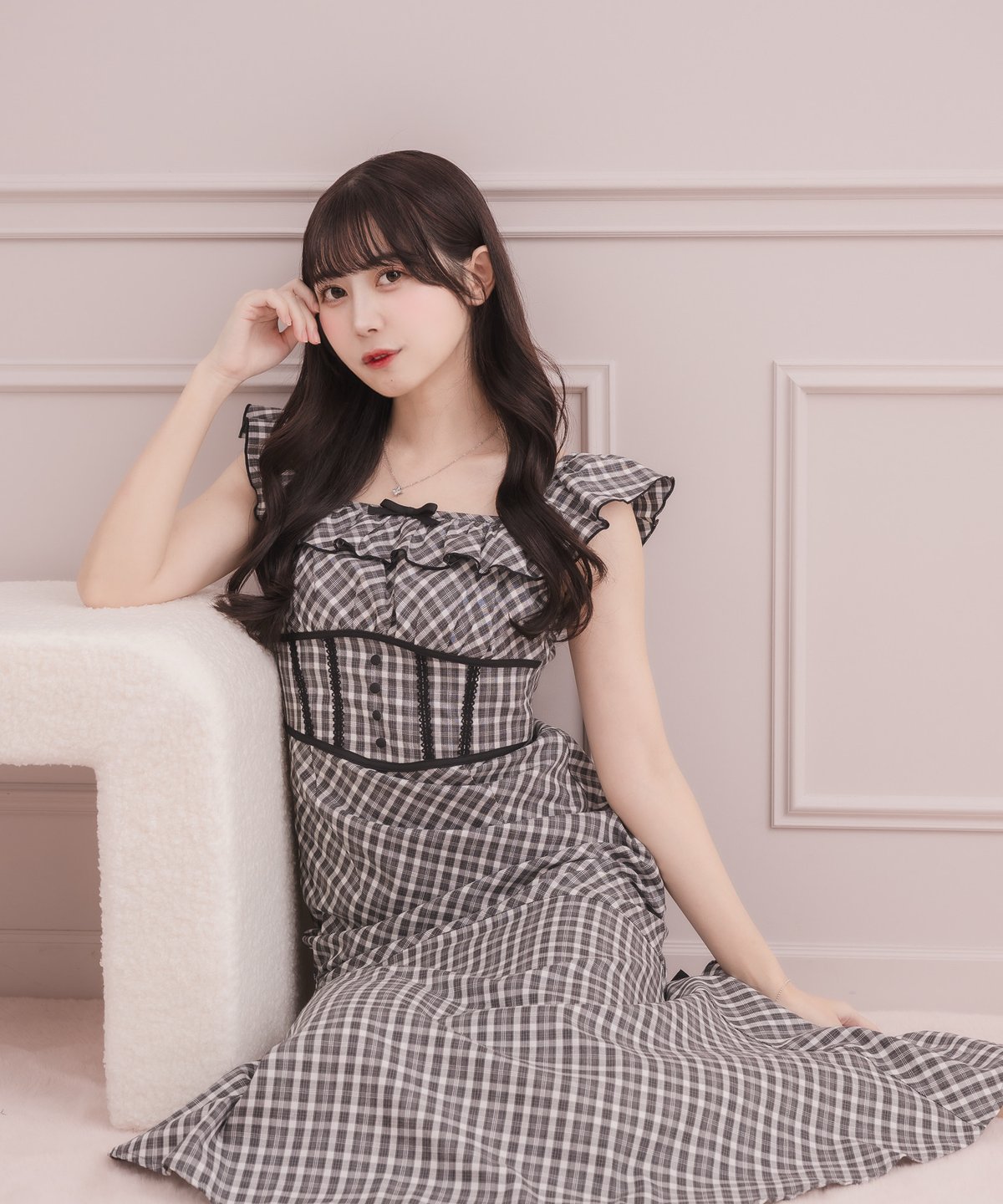 スクエアネックフリルチェックワンピース | DOLCELICHE（ドルチェ
